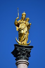 Munich, Germany, Bavaria - gilded Mary statue with Christ as a child