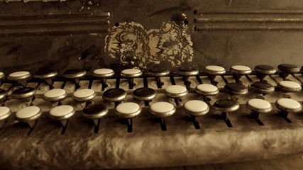 black white button accordion old, vintage background
