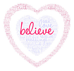 Believe Word Cloud on a white background. 