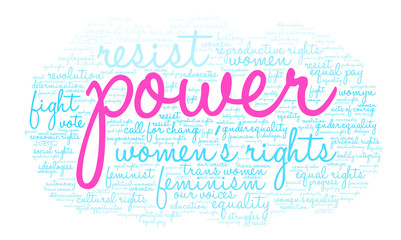 Women's Rights Power Word Cloud on a white background. 