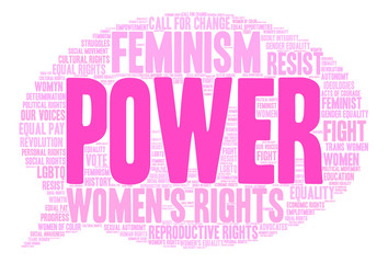 Women's Rights Power Word Cloud on a white background. 