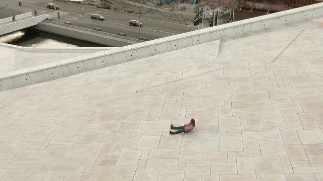 Young woman on roof of the opera house