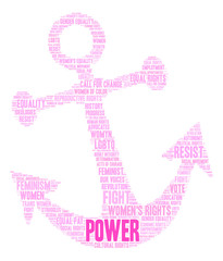 Women's Rights Power Word Cloud on a white background. 