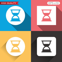 Sand timer icon. Button with hourglass icon. Modern UI vector.