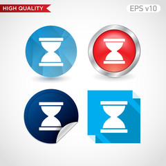 Sand timer icon. Button with hourglass icon. Modern UI vector.