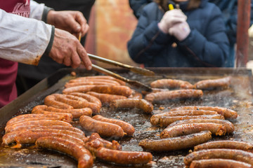 Sausage baking on a board
