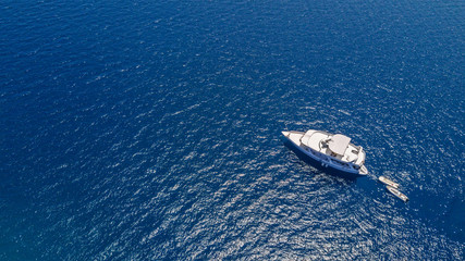 Aerial view of small boat in sea © Jag_cz