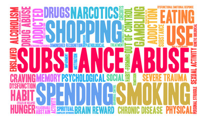 Fototapeta premium Substance Abuse Word Cloud on a white background. 