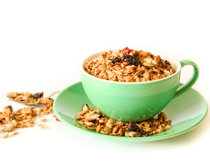 The berries granola isolated on white background.