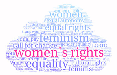Obraz premium Women's Rights word cloud on a white background. 
