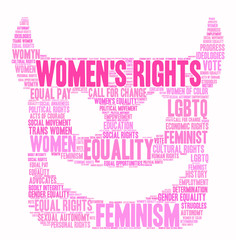 Women's Rights word cloud on a white background.