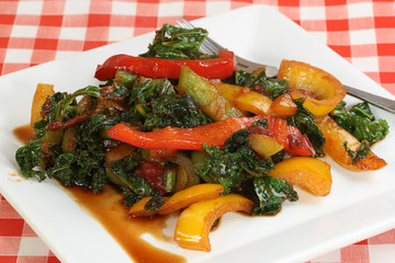 stir fried kale and peppers