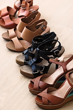 Fashionable woman shoes - brown and black sandals