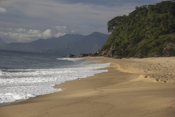 Beautiful view of Caraguatatuba beach, north coast of the state