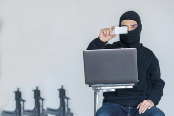 Hacker  Online Credit Cards Payment Security Concept