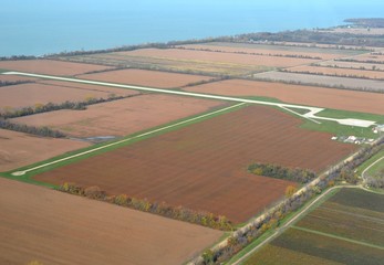 aerial view of the airport on Pelee Island in Ontario, Canada