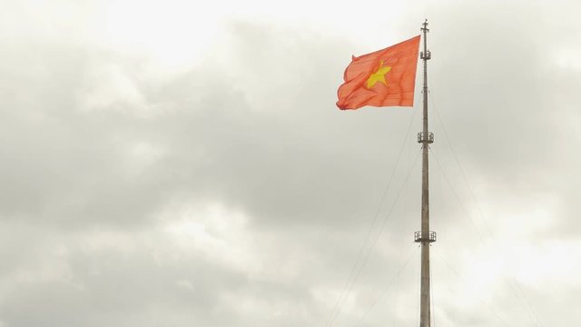 Vietnam flag on flag pole in Hue Citadel