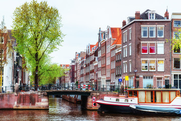 Amsterdam canals and typical houses.