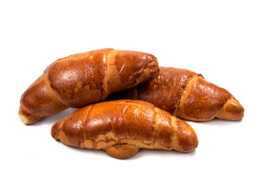 Fresh butter croissant, isolated on white background.