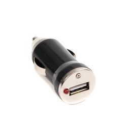Mobile charger for car isolated on white  background.