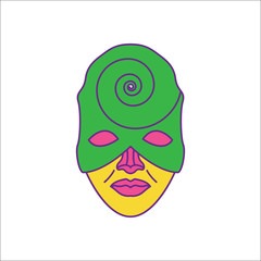 Carnival or Mardi Gras mask simple flat icon on background