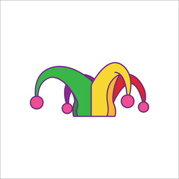 Carnival or clown or Mardi Gras hat simple flat icon on background