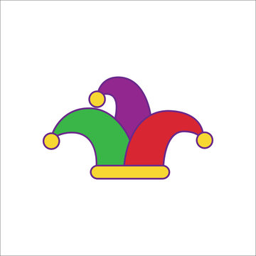 Carnival or clown or Mardi Gras hat simple flat icon on background
