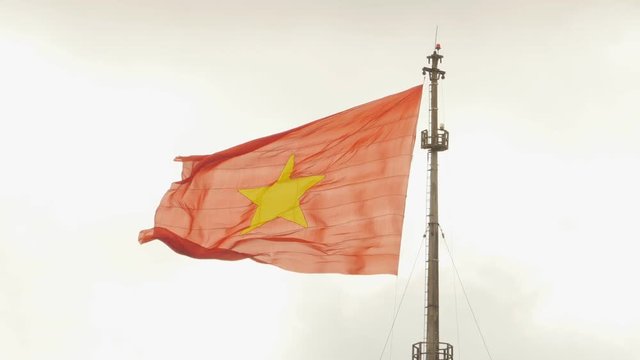 Vietnam flag on flag pole in Hue Citadel