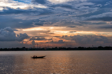 Couple in a boat in Hooghly River, Kolkata, India