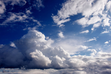 summer landscape beautiful cumulus clouds. Carpathian Ukraine Europe