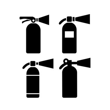 Fire extinguisher vector icon set