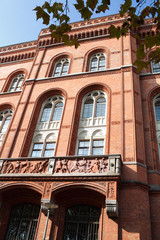 Fototapeta premium part of the facade of the red town hall in Berlin