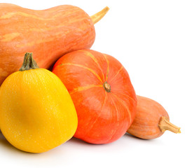 ripe pumpkins isolated on white background