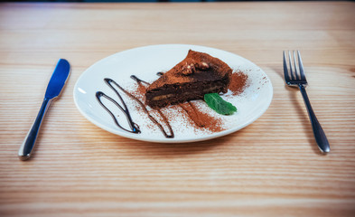 Delicious chocolate cake with hazelnuts