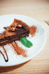 Delicious chocolate cake with hazelnuts