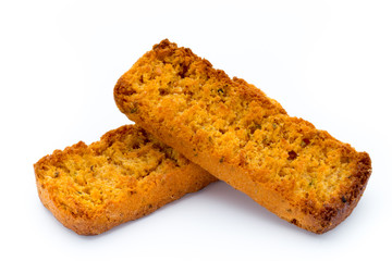 Crumbs of bread croutons. Eco food.