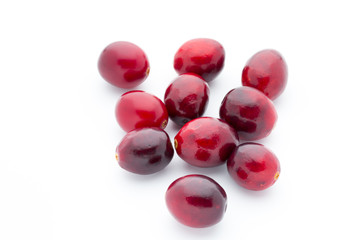 Cranberries top view. Red, ripe cranberries macro view.
