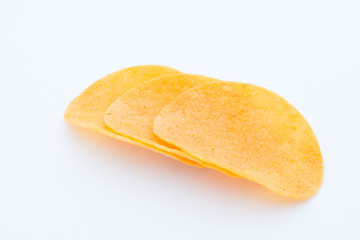 Potato chips on the papric. Eco food.