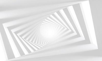 Naklejka premium Streszczenie biały skręcone spiralny korytarz 3d
