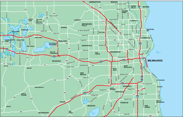Milwaukee Area Map with Roads