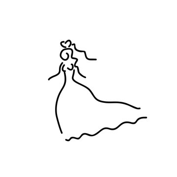 running bride vector illustration