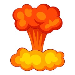 Explosion of nuclear bomb icon, cartoon style