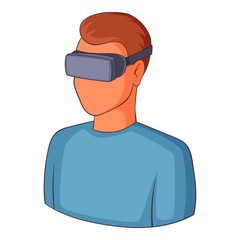 Man with virtual reality goggles icon