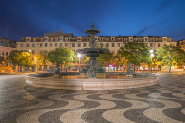 Lisbon, Portugal cityscape at Rossio Square.