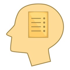 Sheet of paper in human head icon, cartoon style
