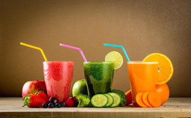 Blended fruit smoothies