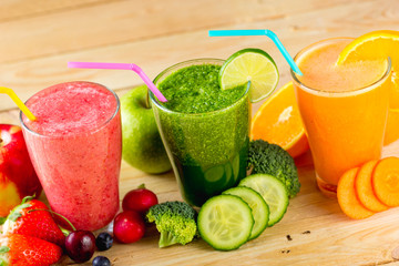 Blended fruit smoothies