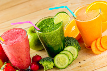 Blended fruit smoothies