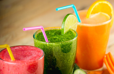 Blended fruit smoothies