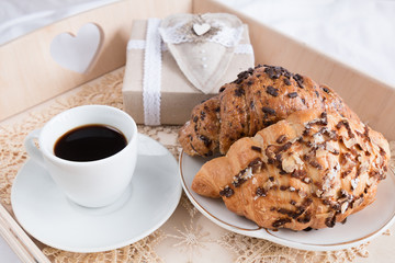 Breakfast with croissants